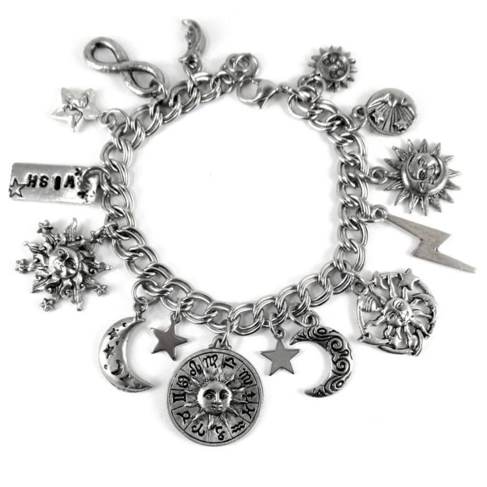 Celestial Moon Sun Charm Bracelet Zodiac Astrology Constellation Custom Jewelry